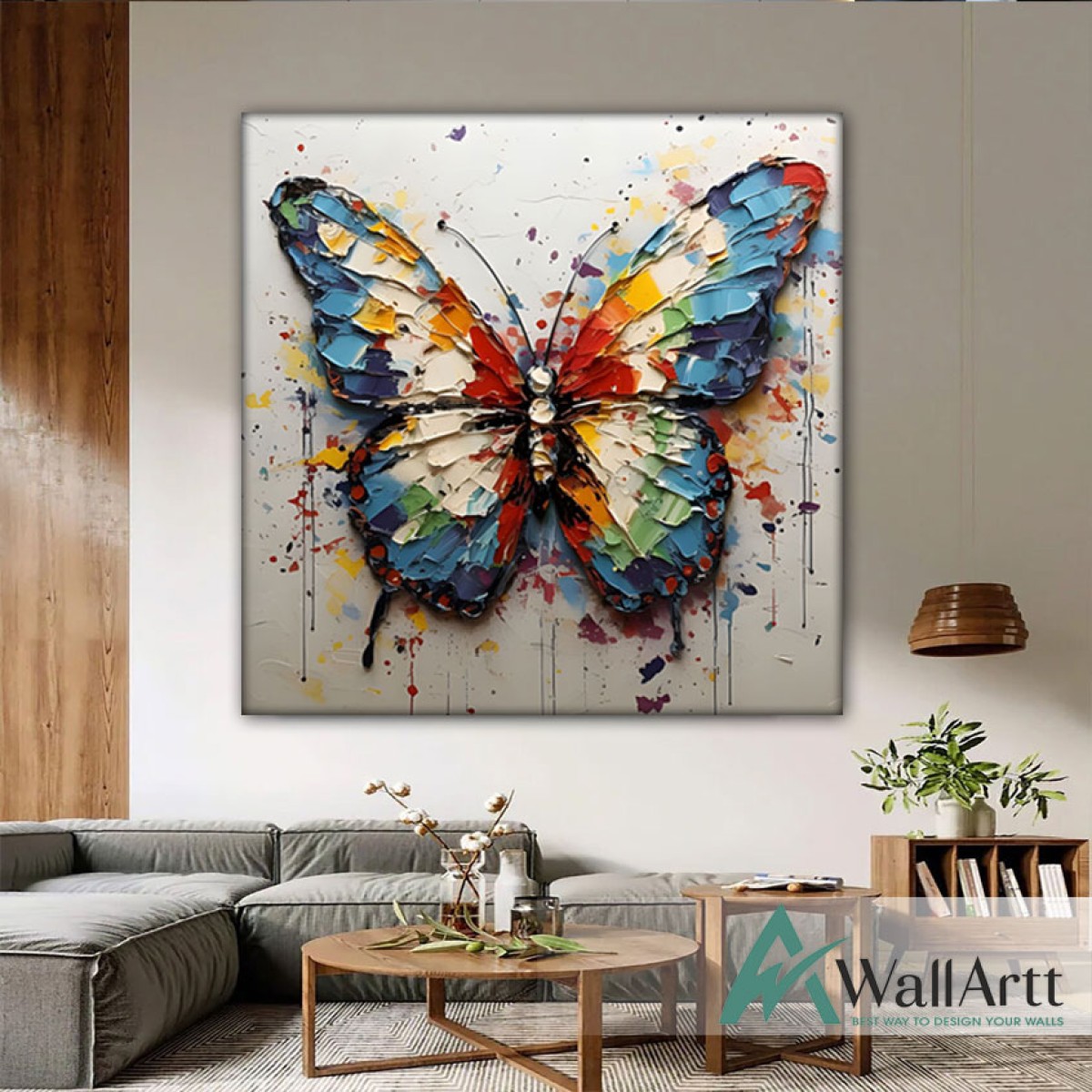 Abstract Colorful Butterfly IV 3D Heavy Textured Partial Oil Painting - Wall Art